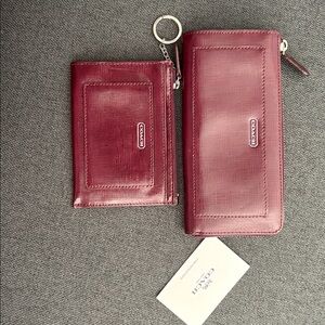 Coach Maroon Wallet and Cardholder Set